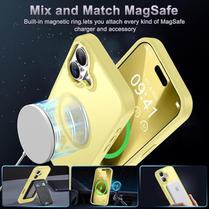 Newfuture Magnetic for iPhone 17 Case Matte Shockproof, Yellow | Military Drop Protection, Slim Matte Anti-Fingerprint, Compatible with Magsafe, Camera Guard, Translucent Protective Cover - color: Yellow, size: iPhone 17 6.3 inch