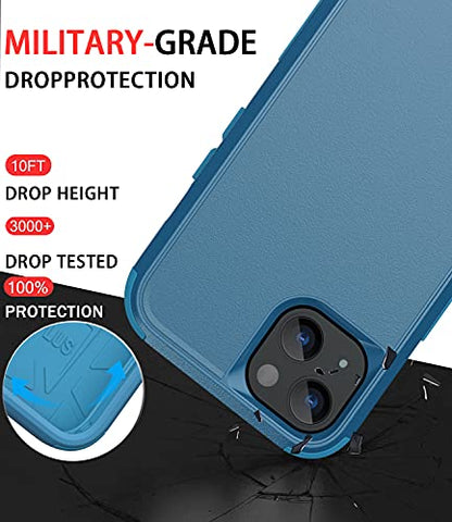 Diverbox for iPhone 13 Case [Shockproof] [Dropproof] [Dust-Proof],Heavy Duty Protection Phone Case Cover for Apple iPhone 13 (Blue) - color: 13-Blue