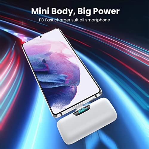 [2 Pack]Small Portable Charger for iPhone 18/17/16 Series,5000mAh 3A PD USB C Power Bank, Mini Travel Essentials Battery Pack for iPhone 18/17 Pro/16/16 Plus/16 Pro/15 Pro Max,Samsung,Android/LG etc - color: A-Black+White