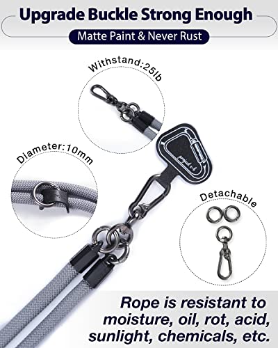 Cell Phone Lanyard ×1, Tether Tab ×2, Universal Adjustable Phone Strap, Crossbody, Neck Phone Lanyard, Rope Strap - color: Gray