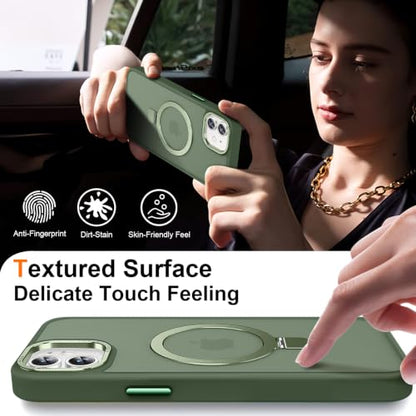 Magnetic for iPhone 11 Case with Ring Stand, Midnight Green | Invisible Magnetic Kickstand, 10FT Drop Protection Shockproof, Velvety Touch, Slim Translucent Matte Back - color: Midnight Green, size: Iphone 11 6.1 inches