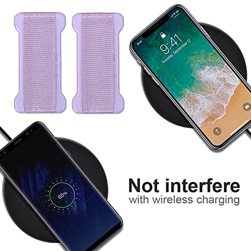 Phone Grip Holder for Hand, Universal Finger Strap Phone Holder, Finger Selfie Grip Compatible with Most Smartphones (Black Purple) -2Pack - color: Black+Purple