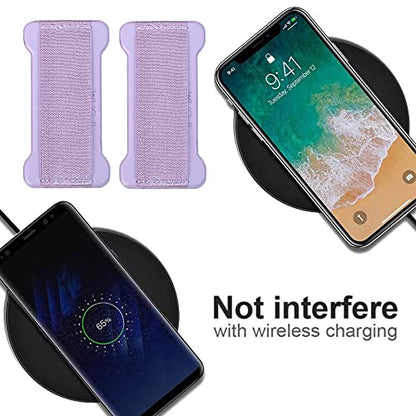 Phone Grip Holder for Hand, Universal Finger Strap Phone Holder, Finger Selfie Grip Compatible with Most Smartphones (Black Purple) -2Pack - color: Black+Purple