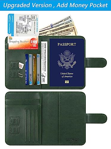 Passport Holder Cover Wallet RFID Blocking, Travel Essentials | Leather Card Case, Travel Accessories for Women Men, Atrovirens - color: Atrovirens