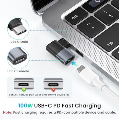 RUXELY USB C 90 Degree Adapter 3Pack,PD 100W 40Gbps Right Angle Extender