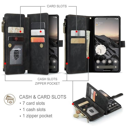 Google Pixel 10/Pixel 10 Pro 5G Wallet Case with Card Holder,Black - color: Black, size: Pixel 10/10 Pro 6.3 Inch