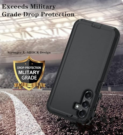 Qinmay Phone Case for Samsung Galaxy A17 5G Case, Galaxy A16 5G Case with HD Screen Protector, Heavy Duty Shockproof 3-Layer Cover Phone Case for Galaxy A17 / A16 ，Black - color: Black