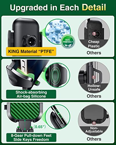 VANMASS Car Phone Holder Ultimate Military-Grade Strongest Suction & Clip Windshield Dash Best Strongest Cell Phone Automotive Dash Gauge Accents for iPhone 18 Pro Max 17 16 15 14 Green - color: Green