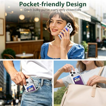 takyu Wallet Compatible with Magsafe, Stretchy Cloth Fabric 2600Gs Secure Magnetic Strength Minimalist Wallet Phone Credit Card Holder Compatible with iPhone 17 16 15 14 13 12 Series Purple - color: Purple