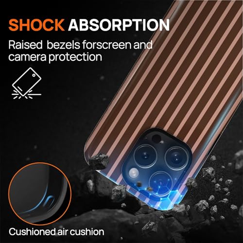 Magnetic for iPhone 14 Pro Case,[Compatible with Magsafe] Dual Layer Protective Heavy Duty Shockproof Rugged Drop Protection Bumper Hybrid Case- Aesthetic Striped Brown - color: Aesthetic Striped Brown, size: iPhone 14 Pro
