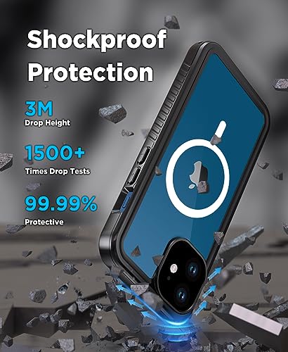 Beeasy for iPhone 12 Waterproof Case Compatible with Magsafe IP68 Underwater Military Grade, Phone Case with Shockproof, Dustproof, Rugged 360 Full Body Protection Cover with Built-in Screen Protector - size: iPhone 12 (6.1")