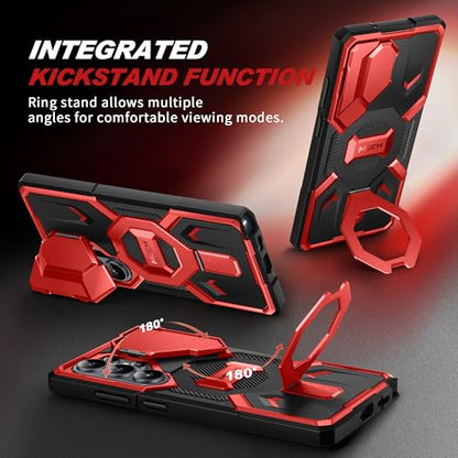 TONGATE Magnetic Stand for Samsung Galaxy S26 Ultra Case, Compatible with Magsafe, [Camera Cover & 2 Front Frames][Military Drop Protection] S26 Ultra Case Built-in Screen Protector & Belt Clip, Red - color: Red