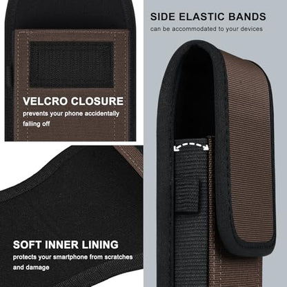 ykooe Cell Phone Pouch Nylon Belt Holster Case Compatible with iPhone 17 16 15 14 13 12 11 & Pro Models, Samsung Galaxy S20 S21 S22 S23 S24 S25, Coffee–L - color: Coffee, size: L