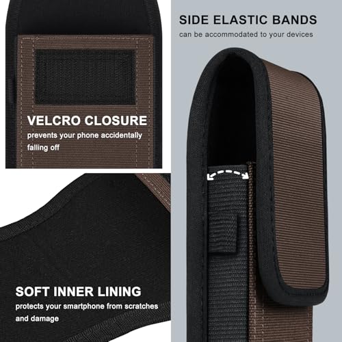 ykooe Cell Phone Pouch Nylon Belt Holster Case Compatible with iPhone 16/15/14/13/12/11 Pro Max & Plus,17 Air Models, Samsung Galaxy S24/S23/S21 FE,Coffee-XL - color: Coffee, size: XL