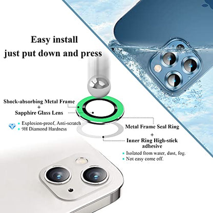 Bling Luminous Camera Lens Protector Compatible for iPhone 13(6.1")/13 Mini(5.4") Ultra Thin/Clear Tempered Glass [Anti-Scratch][Shatter/Water/Fog-Proof] Metal Cover -Luminous Green(Set of 2) - color: Luminous Green