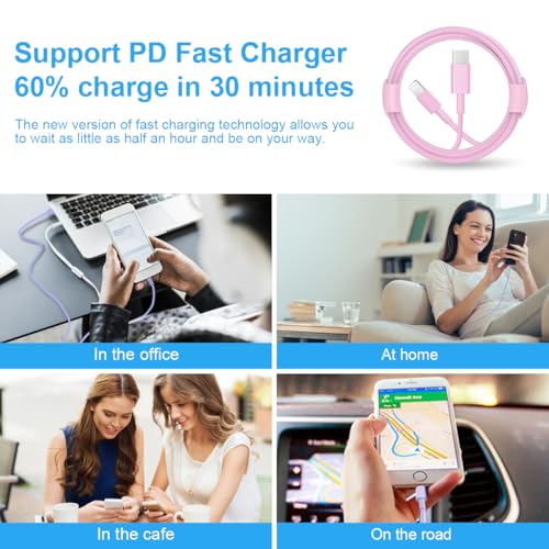 Extra Long 10FT iPhone 14 13 12 Charger Fast Charging 2-Pack 20W Super Fast Charger with Long Fast Charging Cable for iPhone 14/13/12/11 Pro Max,14 Plus,Mini,Pro/XS/SE/XR/iPad - Pink - color: Pink