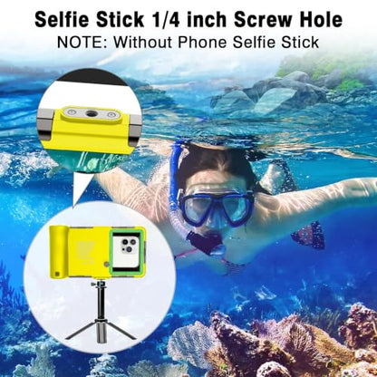 Waterproof Phone Case, Underwater Snorkeling Diving Case for iPhone 17/16/15/14/13 Series Galaxy S25/S24/S23 S22, 50Ft Professional Underwater Phone Case for Photo & Video, Yellow | Underwater Use, Phone Protection