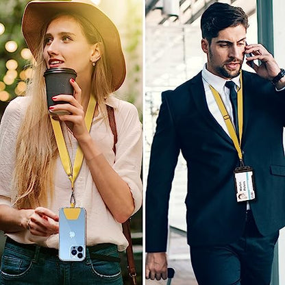 CACOE Phone Lanyard 2 Pcs-1 Pcs Adjustable Neck Strap,1 Pcs Wrist Strap,4 Pads,Universal Crossbody Multifuctional Cell Phone Lanyards Compatible with Most Smartphones(Yellow) - color: Yellow