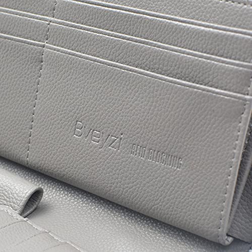 Bveyzi Women RFID Blocking Wallet Leather Zip Around Phone Clutch Large Capacity Ladies Travel Purse Wristlet - color: Grey