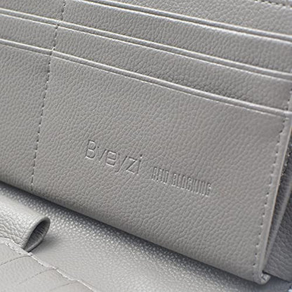 Bveyzi Women RFID Blocking Wallet Leather Zip Around Phone Clutch Large Capacity Ladies Travel Purse Wristlet - color: Grey