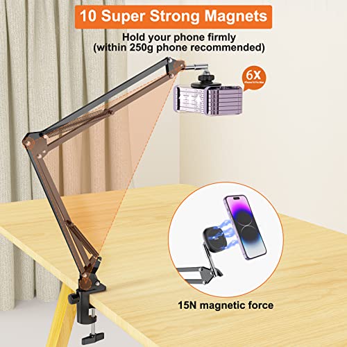 VRIG Overhead Phone Mount Stand for Bed with Magsafe, Articulating Arm Cell Phone Holder for Desk, Cell Phone Holder for Live Streams, Zoom Calls, Online Teaching, Selfies, Remote Working - size: Standard Model