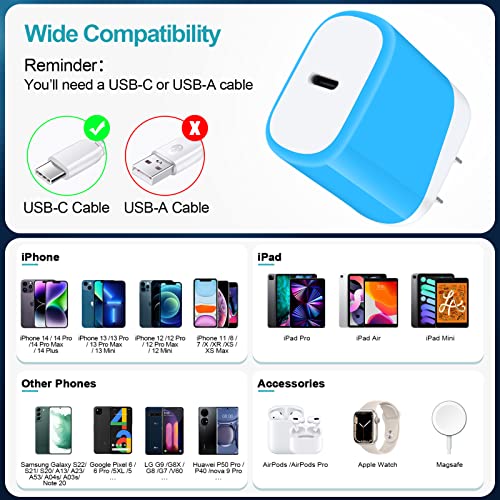 20W Samsung Wall Charger for Samsung Galaxy A17 A16 A15 A36 A56 S26 Ultra S26+ S26 S25 FE Z Fold 7/Flip 7,USB C Fast Charging Block Charger Box Brick Travel Cube for iPhone 17 16 15 14 13 12,Pixel 10a - color: Blue