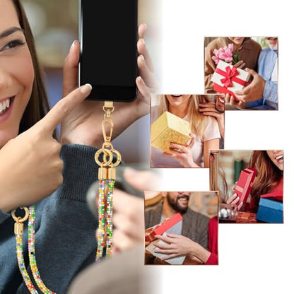 Crystal Phone Strap Crossbody and Wrist Lanyard, Anti Theft Layered & Wrist Strap Cell Phone Neck for Women - color: Colour a