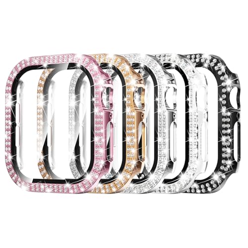Simpeak 5-Pack Women Bling Screen Protector Case Compatible with Apple Watch 38mm 40mm 41mm 45mm Series 11 42mm 46mm, Screen Case Compatible with iWatch Series 11 10 9 8 7 6 5 4 3 2 1 (46mm) - size: 46mm(Series 10/11)