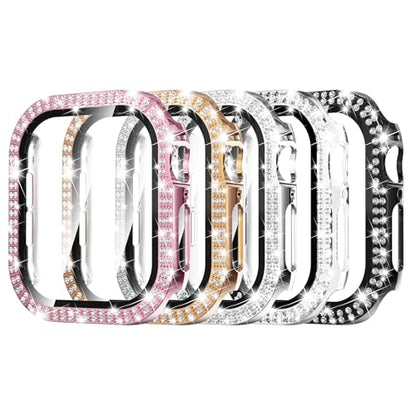 Simpeak 5-Pack Women Bling Screen Protector Case Compatible with Apple Watch 38mm 40mm 41mm 45mm Series 11 42mm 46mm, Screen Case Compatible with iWatch Series 11 10 9 8 7 6 5 4 3 2 1 (46mm) - size: 46mm(Series 10/11)