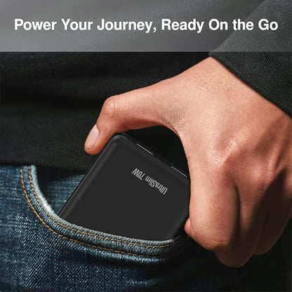 UltraSlim 70W GaN II Dual USB-C PD Wall Charger - Compact Flat Plug Adapter with Foldable Design, Intelligent Power Allocation & Fast Charging for Laptops & Phones - Black - color: Black
