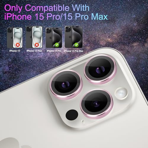 Camera Lens Protector for iPhone 15 Pro/15 Pro Max, Pink - color: Pink