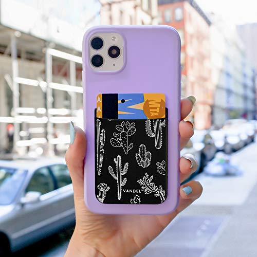 VANDEL Stick-On Fabric Phone Wallet for Women, Cute Credit Card Holder | Stylish Credit Card Holder for Phone Case, Stick On Back of Phone Fabric Sleeve for iPhone Pocket - color: Cactus Print