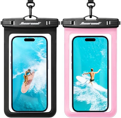 Hiearcool Waterproof Phone Pouch, Waterproof Phone Case, Black&Pink 2-Pack | Durable multilayer IPX8 protection; touchscreen access and fit up to 8.9 inches; cruise essentials 2026 for beach and pool - color: Black & Pink