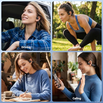 LEVN Open Ear Headphones, Bluetooth 5.3 Wireless Headphones for Running, 14H Battery, Sweatproof & Water-Resistant Sports Headphones with Built-in Mic for Cycling, Workout
