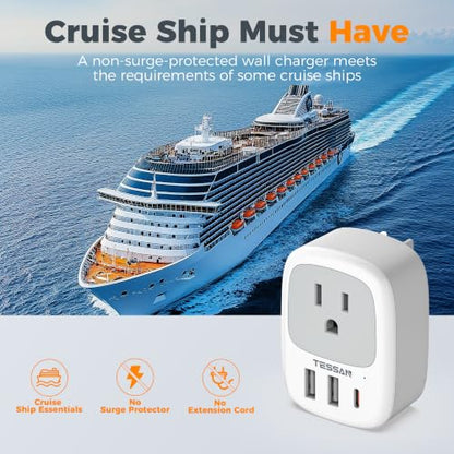 TESSAN Wall Charger Block, 3 USB Charging Ports (1 USB C PD 20W MAX) - color: Grey, size: USB C PD 20W
