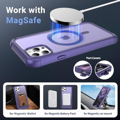 Magnetic for iPhone 11 Pro Max Case Heavy Duty Protection Dark Purple | Compatible with MagSafe,Military Grade Drop Protection,Translucent Matte,Non-Slip,Shockproof 2-Layer Durable Bumper Case - color: Dark Purple, size: iPhone 11 Pro Max