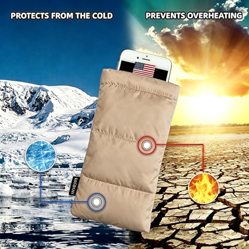 Thermal Phone Case Prevent OVERHEATING in The Sun, Cellphone Pouch for Camping Prevents Freezing, Extends Battery Life, Outdoor Warm Cover Bags for iPhone,Samsung Galaxy (Coffee) - color: Coffee