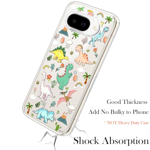 Unov for Pixel 10a Case, Clear with Design, Slim Fit Good Grip, Embossed Phone Case, Shockproof Protective Cover, Raised Camera Protection, Soft TPU, Dinosaur Land - color: Dinosaur Land