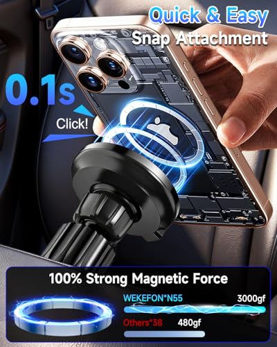 for MagSafe Car Mount Charger 15W Fast Magnetic Wireless Car Charger Holder - color: Black Air Vent Only