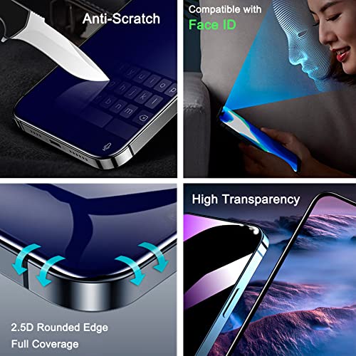 2 Pack Compatible with iPhone 14 Pro Privacy Screen Protector, Anti-Spy Anti-Blue Light Eye Protection Tempered Glass Film, Scratch Resistant, Full Coverage, Case Friendly - size: for iPhone 14 Pro