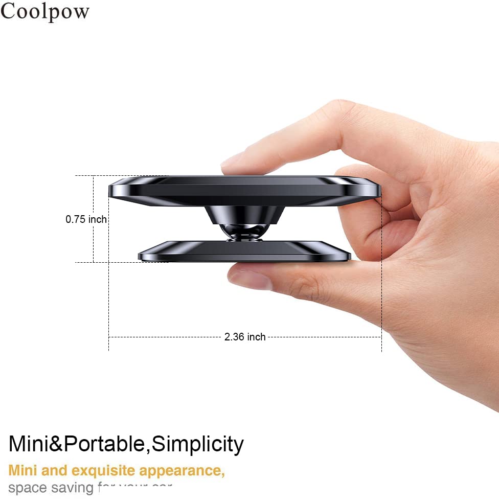 【2-PACK】Magnetic phone holder for car, [ Super Strong Magnet ] [ with 4 Metal Plate ] iPhone Magnetic car mount for cell phone, [ 360° Rotation ] Universal Dashboard adhesive Car Magnetic Phone Mount - color: Silver