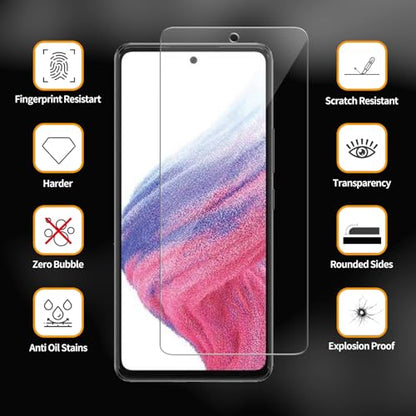 3 Pack for Samsung Galaxy A53 5G /A52 /A51 /A51 5G UW Tempered Glass Screen Protector, Scratch-Proof, Bubble-Free,HD Transparent, 9H Hardness,Bubble Free,Case Friendly - size: Galaxy A53 5G /A52 / A51