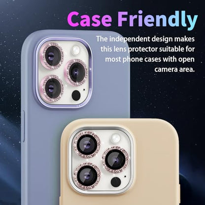 Camera Lens Protector for iPhone 15 Pro/15 Pro Max, Diamond Pink - color: Diamond Pink
