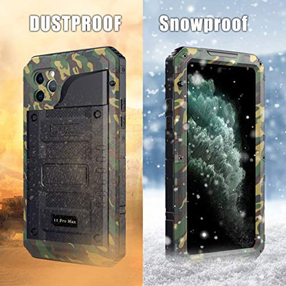 Beasyjoy for iPhone 11 Pro Max Case Waterproof Metal Case Heavy Duty Built-in Screen Full Body Protective Shockproof Military Grade Camo - color: Camo, size: iPhone 11 Pro Max