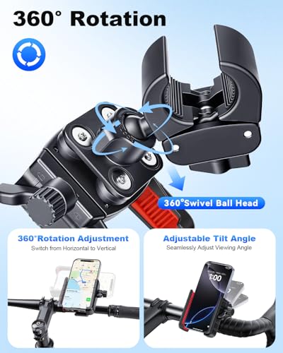 Bike Phone Holder Motorcycle Phone Mount, [Vibration Dampener][Camera Friendly] [1s Lock] Bicycle Phone Holder Handlebar Mount Cell Phones Holder for E-Bike/Stroller/Scooter Fits 4.7''-7'' Phone