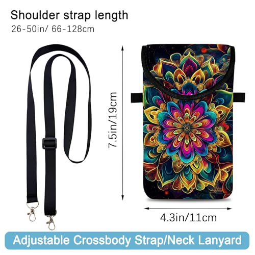 Neoprene Cell Phone Sleeve Pouch Case Bag with Crossbody Strap Neck Lanyard for Women 7.5 X 4.3 in Floral - color: Floral 1