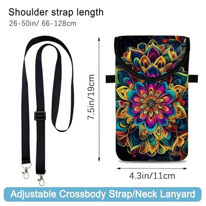 Neoprene Cell Phone Sleeve Pouch Case Bag with Crossbody Strap Neck Lanyard for Women 7.5 X 4.3 in Floral - color: Floral 1