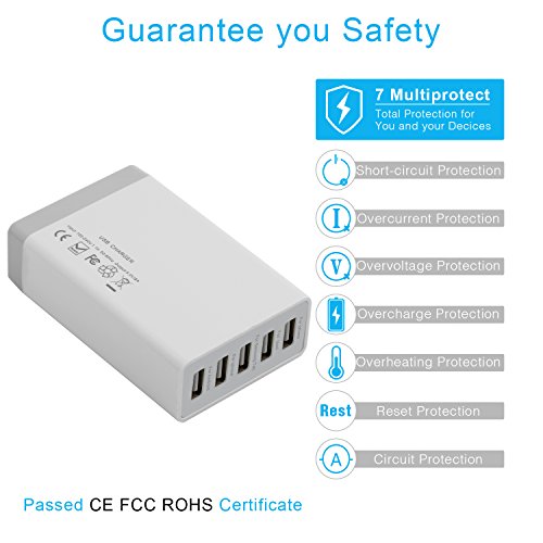 Desktop 5 Port USB Wall Charger 40W 8A, USB Hub Charging Station - color: Power Charger (5Port Hub)