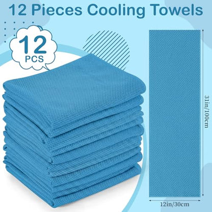 BBTO 24 Pcs Cooling Towels Waterproof Cell Phone Pouch Set 12 40" x 12" Blue Ice Towel for Neck and Face 12 6.7" Underwater Cellphone Dry Bag with Lanyard for Running Yoga Snorkeling Swimming - color: Blue