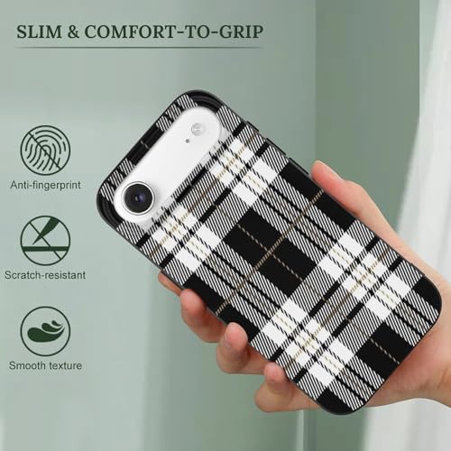 Black and White Tartan PlaidAnti-Yellowing Soft TPU Phone Case for iPhone 17, Shockproof and Scratch-Resistant Case - color: black-style-146